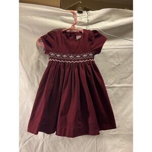 Edgehill Collection Burgundy Corduroy Smocked Baby Dress|9 Months|Valentines